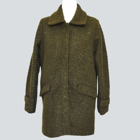 ANTHROPOLOGIE JOHN + JENN Women's Devin Boucle Coat Olive Green Size S